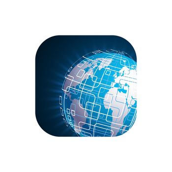 Vector modern techology icon on white background. global world backdrop