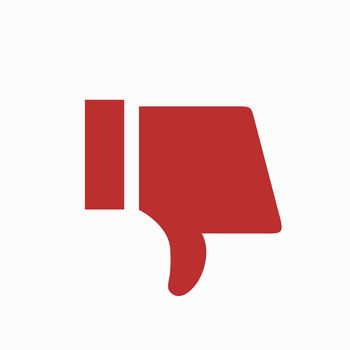 Vector modern thumbs down icon on white background