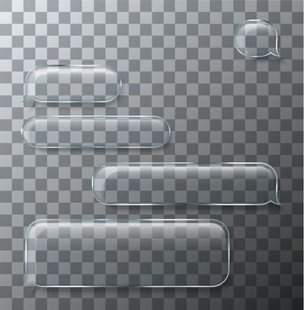 Vector modern sms or message glass icons on transparent background.