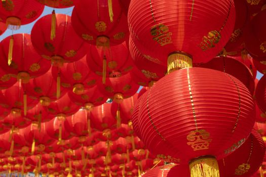 Chinese new year lanterns in china town area.