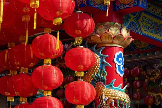 Chinese new year lanterns in china town area.