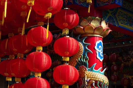 Chinese new year lanterns in china town area.