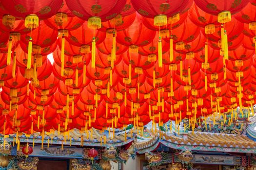 Chinese new year lanterns in china town area.