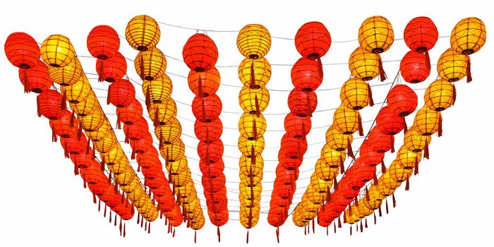 Chinese new year lanterns for celebration on white background.