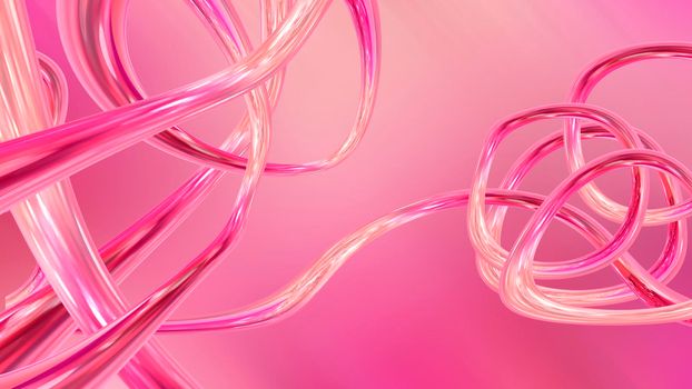 Abstract pink pastel background with glowing lines. 3D image