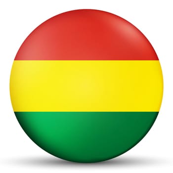 Glass light ball with flag of Bolivia. Round sphere, template icon. National symbol.
