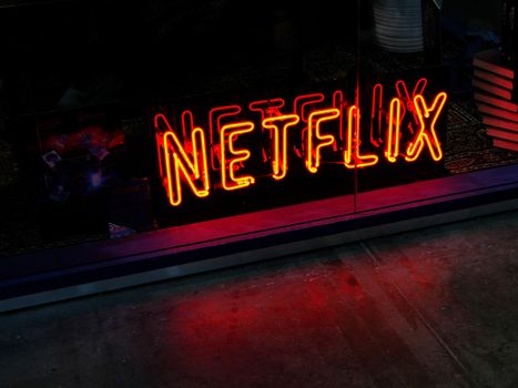 Netflix multimedia company light sign