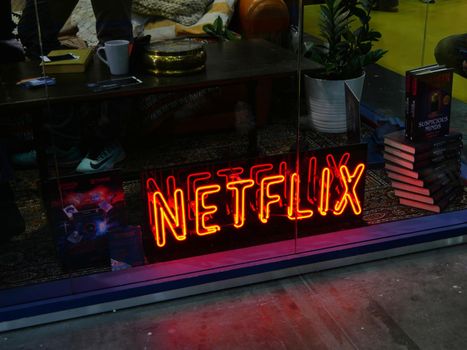 Netflix multimedia company light sign