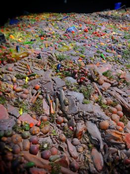 Huge organic waste heap close up view