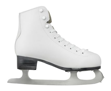 Isoated White Leather Ice Skating Boot On A White Background