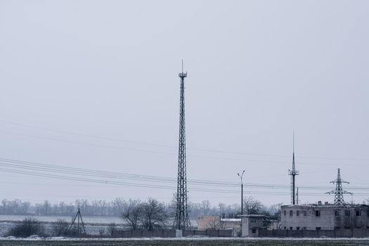 observation tower for security of a secure facility in Ukraine and the former USSR. security of the electrical substation. High quality photo