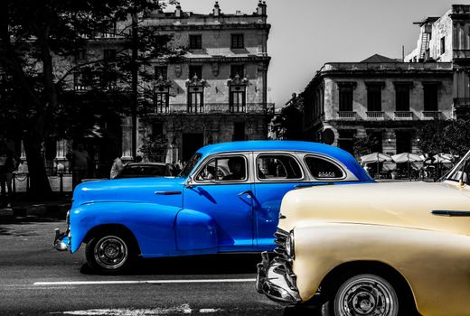 Vintage classic American car used as taxi in Havana, Cuba, 2021