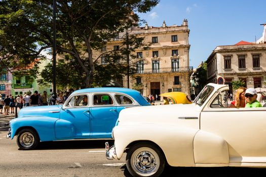 Vintage classic American car used as taxi in Havana, Cuba, 2021