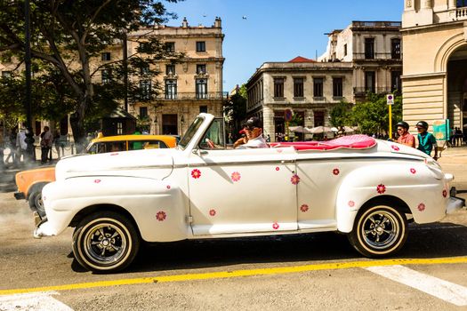 Vintage classic American car used as taxi in Havana, Cuba, 2021