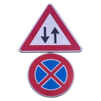 both ways and no parking and no stopping traffic sign isolated over white background