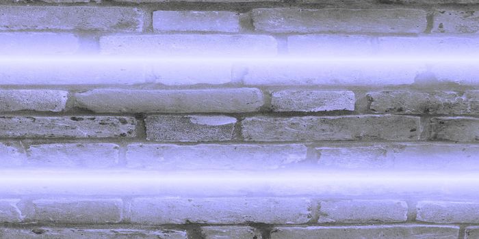 grunge industrial wall with bright purple neon light strips