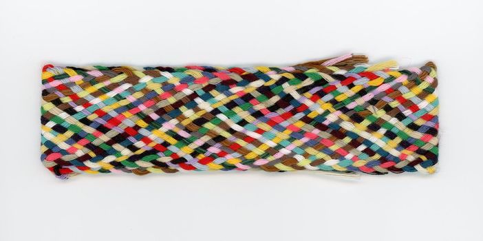 Sew thread plait with many different colours