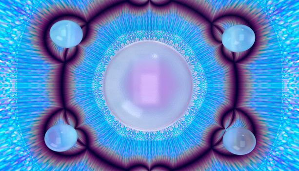 Abstract blue background with transparent spheres. 3d image.