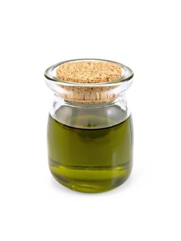 Hemp oil in a glass jar isolated on white background