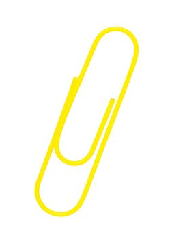 yellow paper clip on a white background