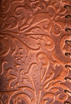 The Leather floral pattern background close up