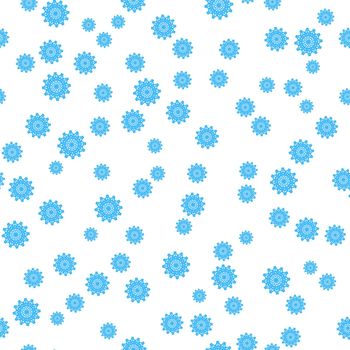 Winter seamless pattern with blue snowflakes on white background. Vector illustration for fabric, textile wallpaper, posters, gift wrapping paper. Christmas vector illustration