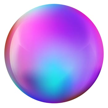 Glass colorful ball or precious pearl. Glossy realistic ball, 3D abstract vector illustration highlighted on a white background. Big metal bubble with shadow