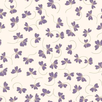 Trendy seamless floral pattern with ornament. Colorful flowers on light background. Simple minimalistic pattern with nature elements. Vector illustration for fabric, textile, poster, invitation