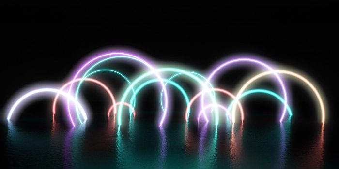 Video Gaming Neon Background with Colorful Hoops