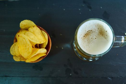 Beer mug with chips on a black base