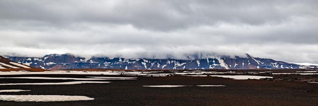 On the road to Mount Askja in a cloudy day, Iceland