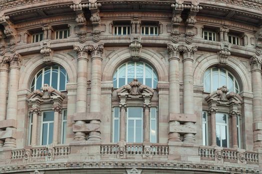 Genoa, Italy - 1 April 2015: Close-up of the palace of the New Stock Exchange