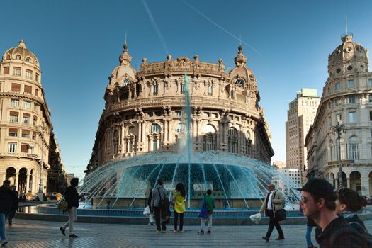 Genoa, Italy - 1 April 2015: Piazza De Ferrari