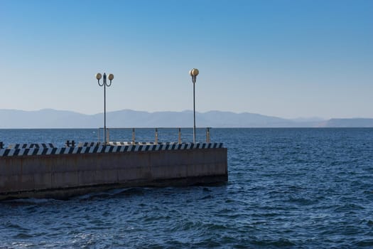 Vladivostok, Russia. Seascape with coastline and berth.