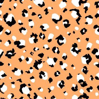 Abstract modern leopard seamless pattern. Animals trendy background. Beige and black decorative vector stock illustration for print, card, postcard, fabric, textile. Modern ornament of stylized skin