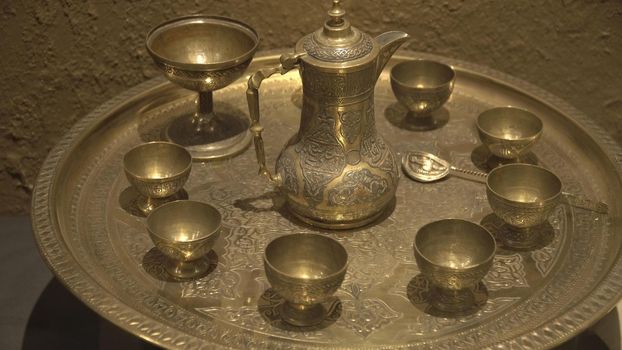 Antique, Arabic coffee set. Tea set consisting of a kettle and cups.