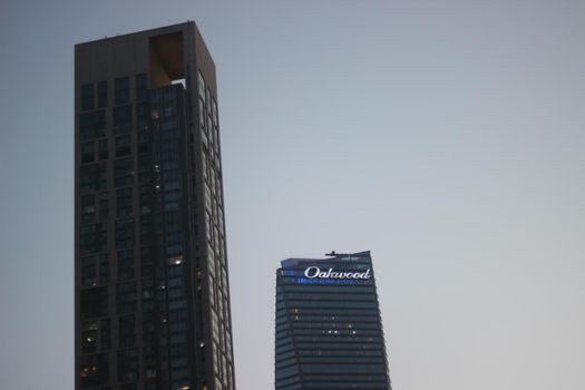 Incheon, South Korea January 2021: Low Angle View of Skyscraper Modern Building