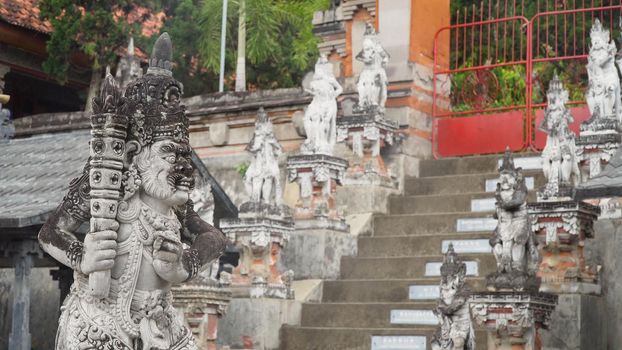 Buddhist temple Brahma Vihara Arama with statues of the gods on Bali island, Indonesia. Balinese Temple, old hindu architecture, Bali Architecture, Ancient design. Travel concept.