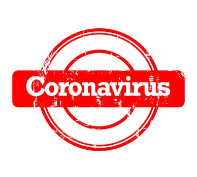 Coronavirus stamp in red isolated on a white background.