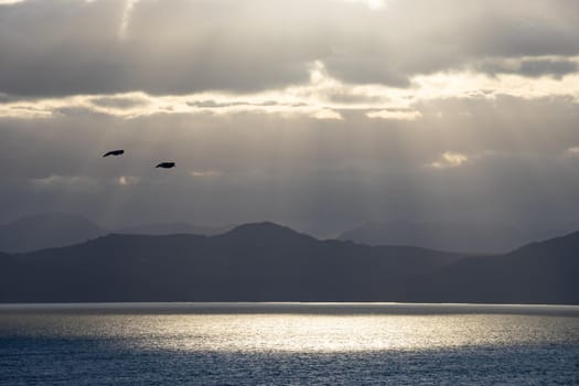 Sunset over the Avacha Bay. Petropavlovsk-Kamchatsky, Russia.