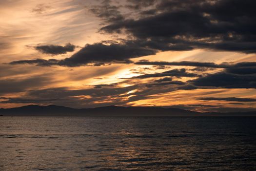 Dramatic sunset over the sea.