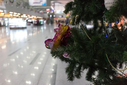 New year interior of the modern railway station in Adler.