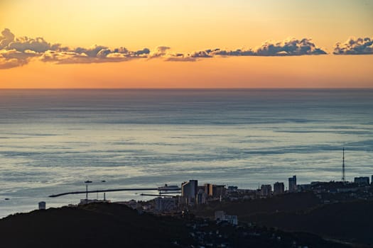 The shoreline of the city of Sochi in Russia and the Black sea