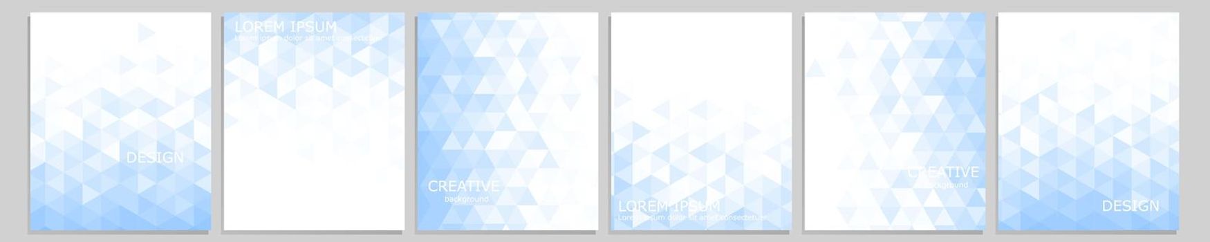 Set of vector cover notebook design. Abstract blue minimal triangles halftone template design for notebook paper, copybook brochures, book, magazine. Planner and diary cover for print