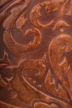 The Leather floral pattern background close up