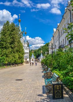 Svyatogorsk, Ukraine 07.16.2020.  Hotel on the territory of the Svyatogorsk Lavra  in Ukraine, on a sunny summer day