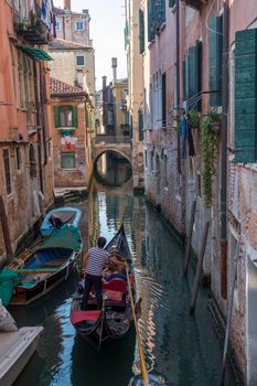discovery of the city of Venice and its small canals and romantic alleys, Italy