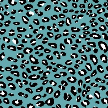 Abstract modern leopard seamless pattern. Animals trendy background. Blue and black decorative vector stock illustration for print, card, postcard, fabric, textile. Modern ornament of stylized skin