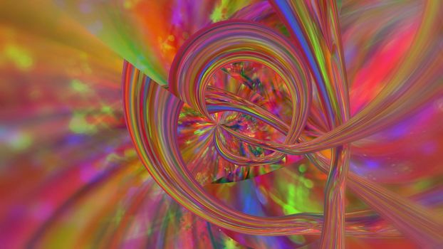 Abstract fantasy pink background. On the blurred background is a graceful figure made of luminous material. 3d image
