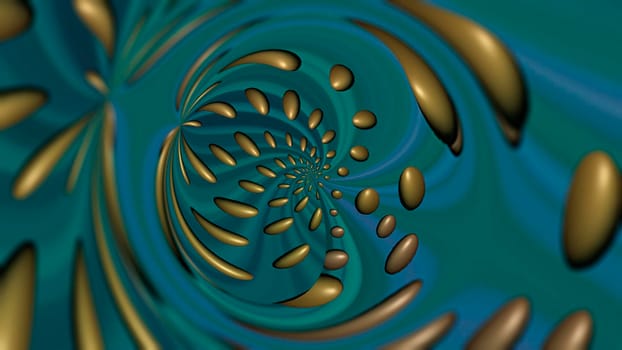 Abstract green background with brown details. 3d image